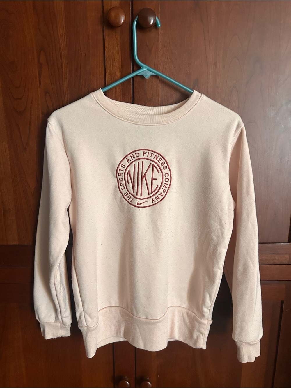 Nike Kids Light Pink Crewneck with Embroidered Dark Pink Logo